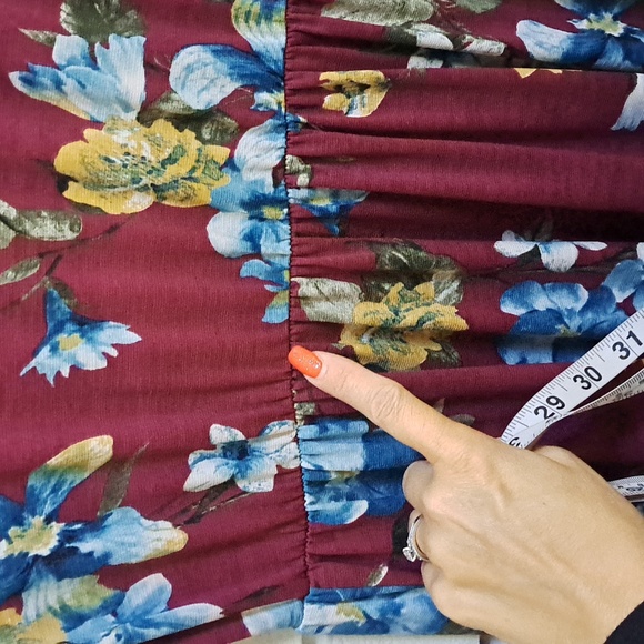 Egs Bergandy Purplish Long Sleeve Floral Flowy Dress. Size Medium - Picture 7 of 9